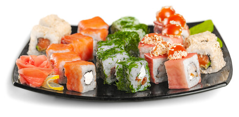 Maki-sushi on black plate