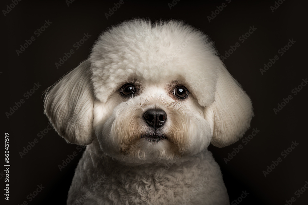 Poster Bichon canine facing the camera. Generative AI