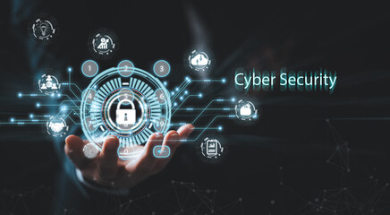cybersecurity concept, user privacy security and encryption, secure internet access Future technology and cybernetics, screen padlock.