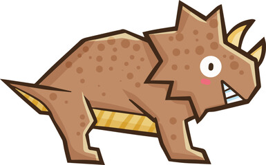 Cute and funny triceratops cartoon illustration