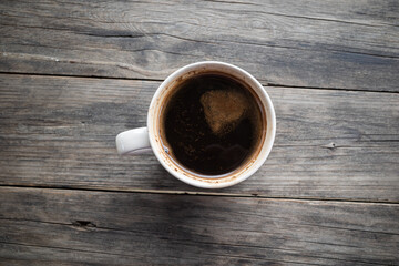 black coffee on a wooden table