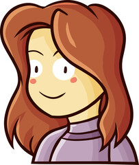 Funny brown hair woman portrait cartoon illustration