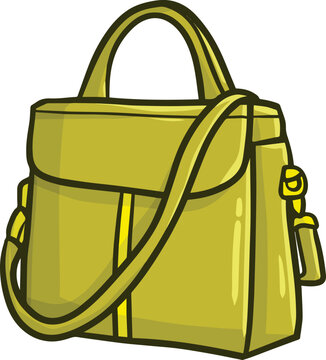 Modern light green woman purse cartoon illustration