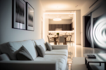 blur image of modern living room interior. Generative AI