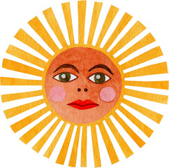  Watercolor illustration of the sun.
