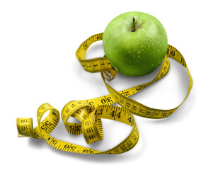 A Green Apple and a Measuring Tape