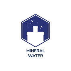 Hexagon shape icon about mineral water flat style, vector illustration