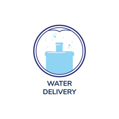 Round icon about water delivery flat style, vector illustration