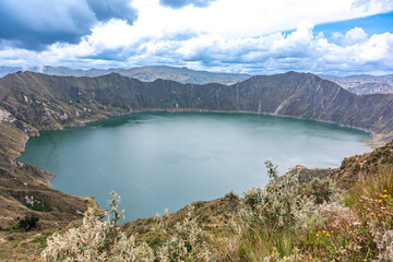 Naklejka na ściany i meble Quilotoa volcanic lake in Ecuador in South America