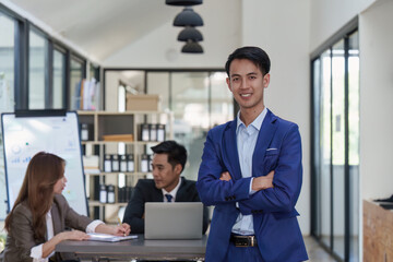 Business team of financial analyze about company's graph profit. finance, strategy, meeting concept