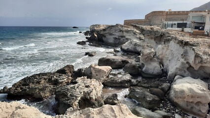 La crique de Los Esculos dans la r&eacute;gion de l'Andalousie, dans le Parc Naturel de Cabo de Gata-Nija