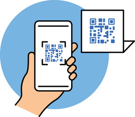 smartphone icon. QR code reading. Payment by electronic money. Electronic payment. Shopping.