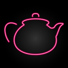 kettle tea neon sign, modern glowing banner design, colorful modern design trends on black background. Vector illustration.