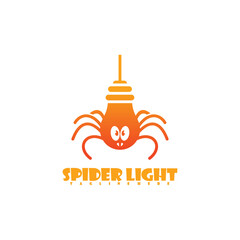 Spider logo symbol with light bulb symbol vector illustration template design