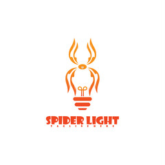 Spider logo symbol with light bulb symbol vector illustration template design