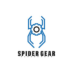 Spider in gear logo symbol icon vector illustration modern design template
