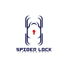 Spider logo in lock icon symbol vector illustration design template