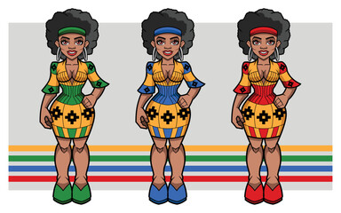 Black woman in colorful African clothing. Black history month