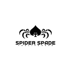 Spider logo in spade ace symbol icon vector illustration design template