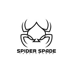 Spider logo in spade ace symbol icon vector illustration design template