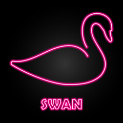 swan neon sign, modern glowing banner design, colorful modern design trends on black background. Vector illustration.