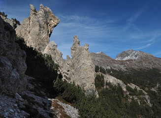 Skuriles Felsgebilde in der Nähe des Ofenpasses, Biosfera Val Müstair