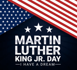 Martin Luther King Jr. Day Wallpaper with Amerian Flag and typography. Celebrating MLK day, I have a dream backdrop