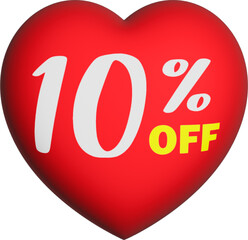 3D red heart vector on sale with 10% off