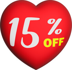 3D red heart vector on sale with 15% off