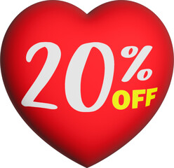3D red heart vector on sale with 20% off