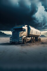 truck on the road cloudy AI