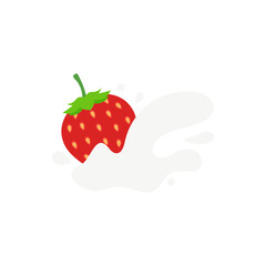 strawberry icon,Strawberries fell into milk,strawberry with milk
