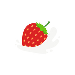 strawberry icon,Strawberries fell into milk,strawberry with milk