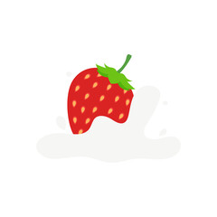 strawberry icon,Strawberries fell into milk,strawberry with milk