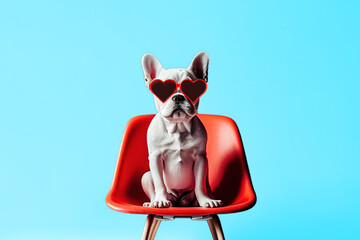 French Bulldog dog wearing sunglasses. Generative AI