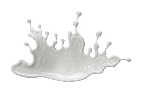 Dairy Milk, Liquid White Paint Or Yogurt Splash. 3d Illustration