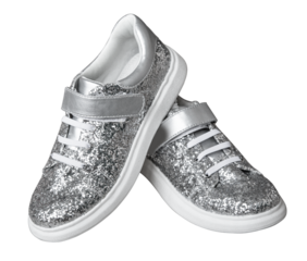 glitter silver flat shoes