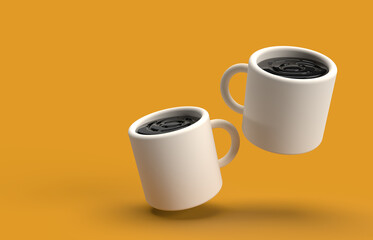 3D Realistic Cup of coffee food and drink icon on isolated background
