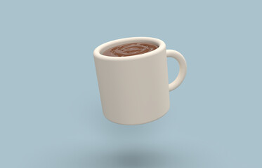 3D Realistic Cup of coffee food and drink icon on isolated background
