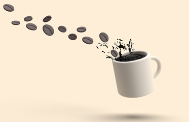 3D Realistic Cup of coffee food and drink icon on isolated background
