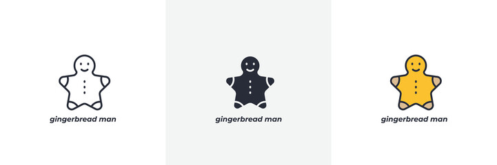 gingerbread man icon. Line, solid and filled outline colorful version, outline and filled vector sign. Idea Symbol, logo illustration. Vector graphics