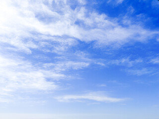 Blue Sky With Fluffy Clouds From High-rise Building. Soft Tone