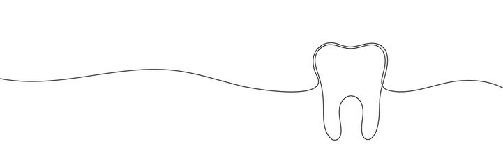 Obraz premium Continuous one line of a human tooth. World Dentist Day. Vector illustration