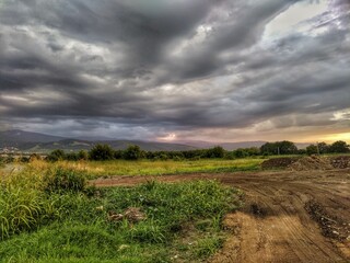 clouds over the field