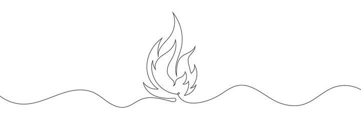 Continuous line of fire. one line. Vector illustration