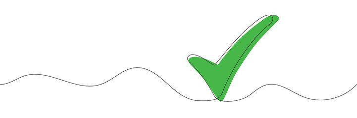 Continuous line drawing check mark icon. Single line confirmation icon © dariachekman