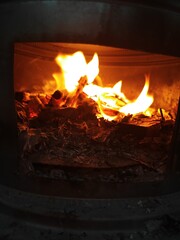 fire in fireplace