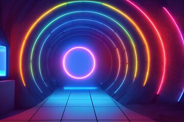 Portal to another universe with neon glow around