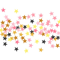 Festive black pink gold stars magic scatter wallpaper. Little starburst spangles holiday decoration particles.