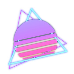 Abstract Elements Sun Neon Retrowave Style 80s-90s